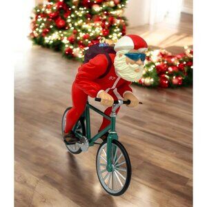Hallmark Cycling Santa Christmas Tree Ornament With Backpack 97 Racing Suit